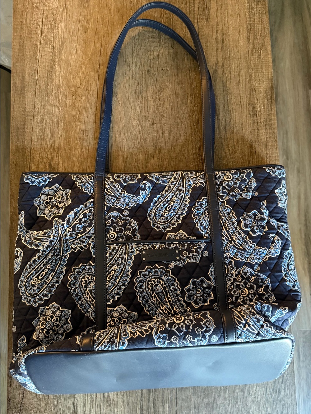 Vera Bradley Navy and Light Blue Quilted Paisley Tote